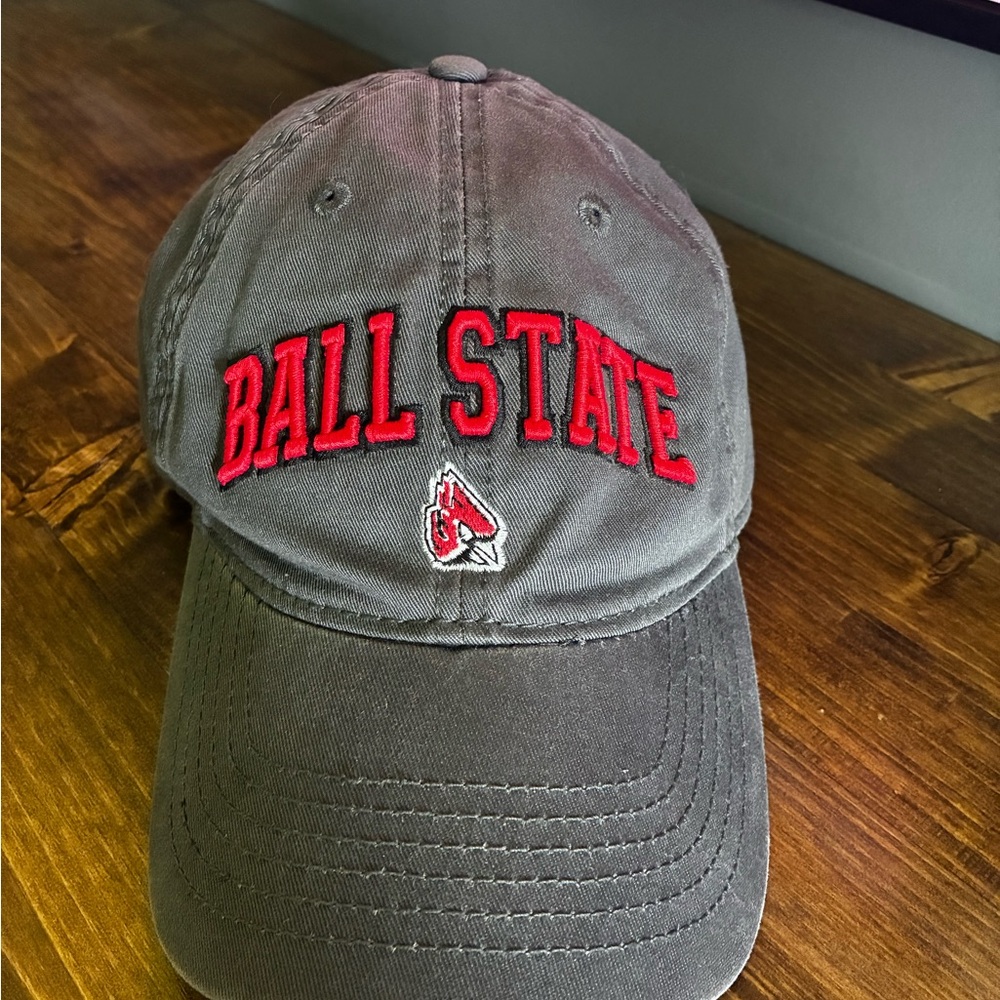 Ball State Gray Cap with Red Embroidery legacy adjustable